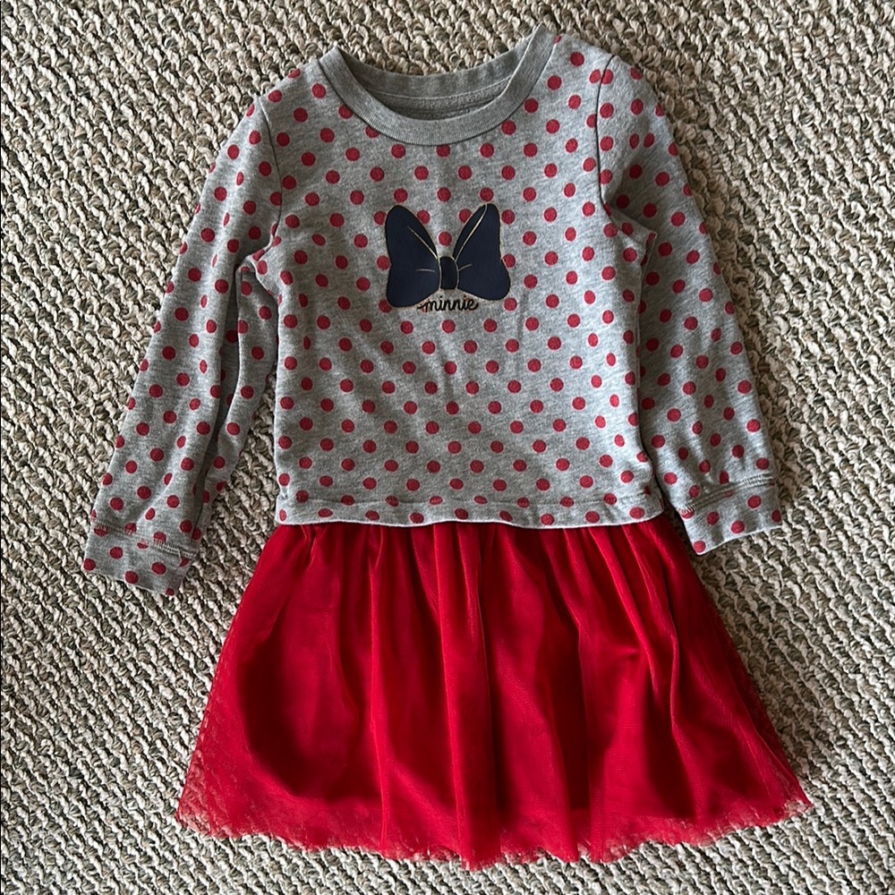 Baby GAP 4T Minnie Mouse Sweatshirt Tulle Skirt Dress Red Polka Dots
